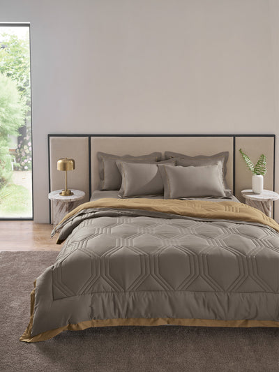 HONEYCOMB-SOUTHERN VINE -  MUSTARD REVERSIBLE DOUBLE COMFORTER