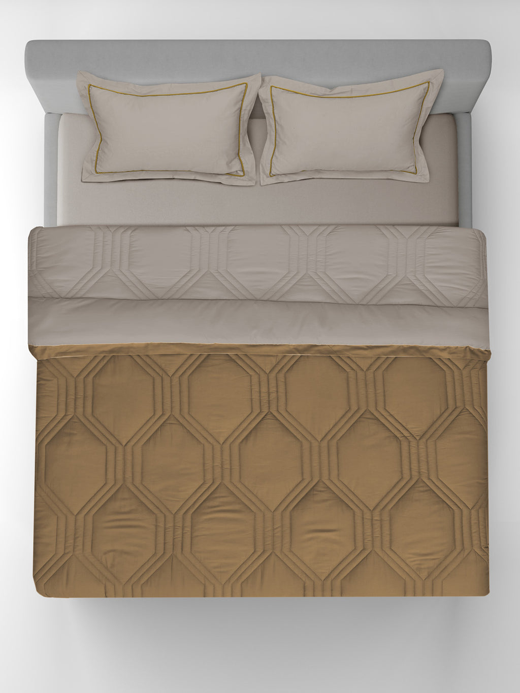 HONEYCOMB-SOUTHERN VINE -  MUSTARD REVERSIBLE DOUBLE COMFORTER