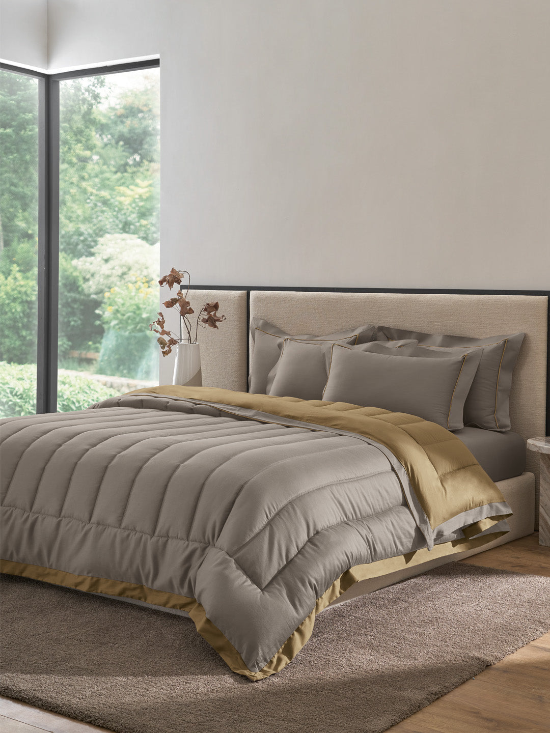 FURROW-SOUTHERN VINE -  MUSTARD REVERSIBLE DOUBLE COMFORTER