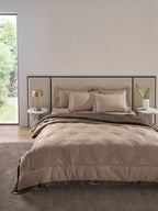 HONEYCOMB-PINE CONE - WARM TAUPE REVERSIBLE SINGLE COMFORTER