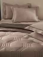 HONEYCOMB-PINE CONE - WARM TAUPE REVERSIBLE SINGLE COMFORTER