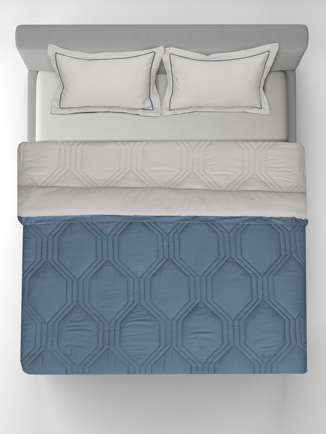 HONEYCOMB- ASHWOOD - DENIM REVERSIBLE SINGLE COMFORTER
