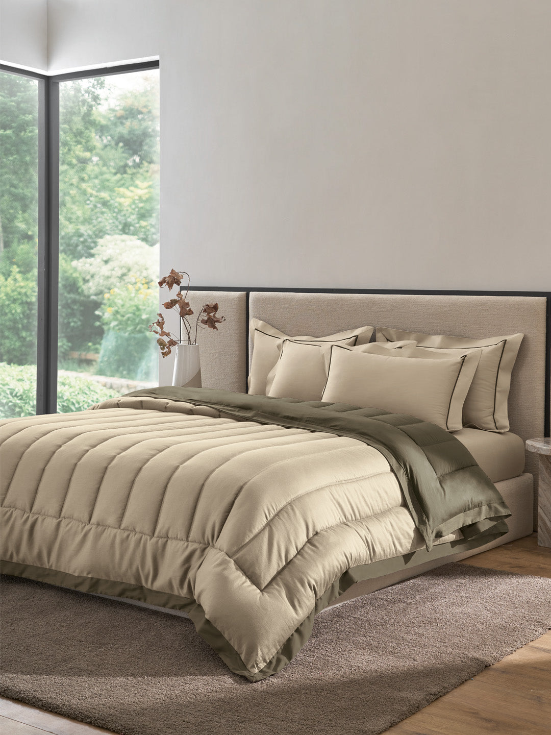 FURROW-TIMBER WOLF - SAND REVERSIBLE SINGLE COMFORTER