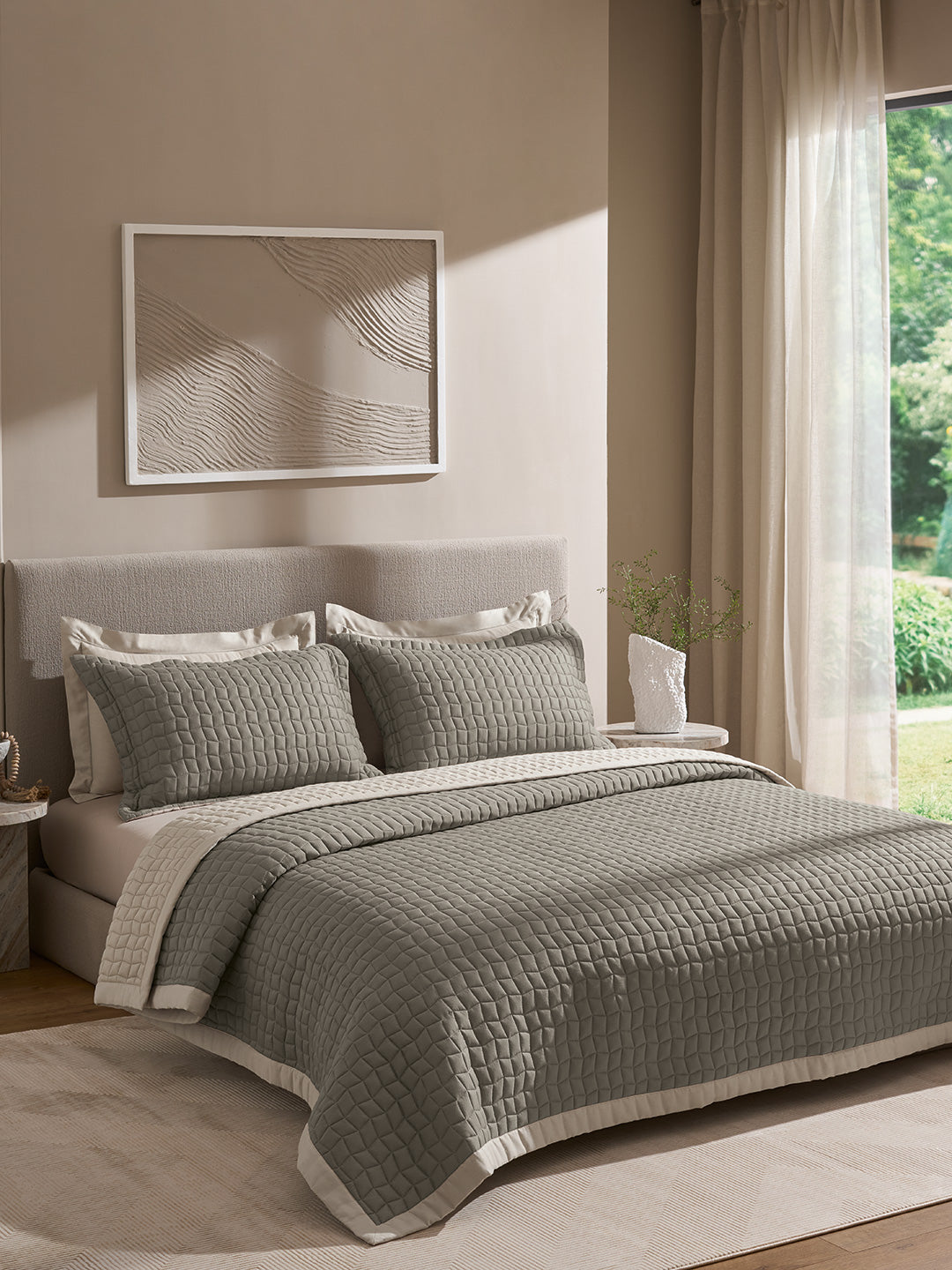 COBBLE-STONE AND CINDER DOUBLE QUILTED BED SPREAD