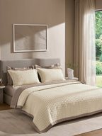 COBBLE-MARSHMALLOW AND TAUPE DOUBLE QUILTED BED SPREAD
