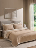 COBBLE-NATURAL AND LATTE DOUBLE QUILTED BED SPREAD