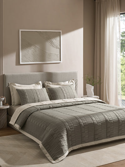 CASTLE-STONE AND CINDER DOUBLE QUILTED BED SPREAD