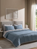 CASTLE-FADED DENIM AND ALLOY DOUBLE QUILTED BED SPREAD