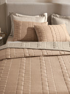 CASTLE-NATURAL AND LATTE DOUBLE QUILTED BED SPREAD