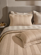 VECTRA-NATURAL AND LATTE DOUBLE QUILTED BED SPREAD