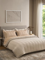 VECTRA-NATURAL AND LATTE DOUBLE QUILTED BED SPREAD