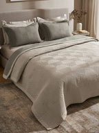 STRATA-STONE AND CINDER DOUBLE QUILTED BED SPREAD
