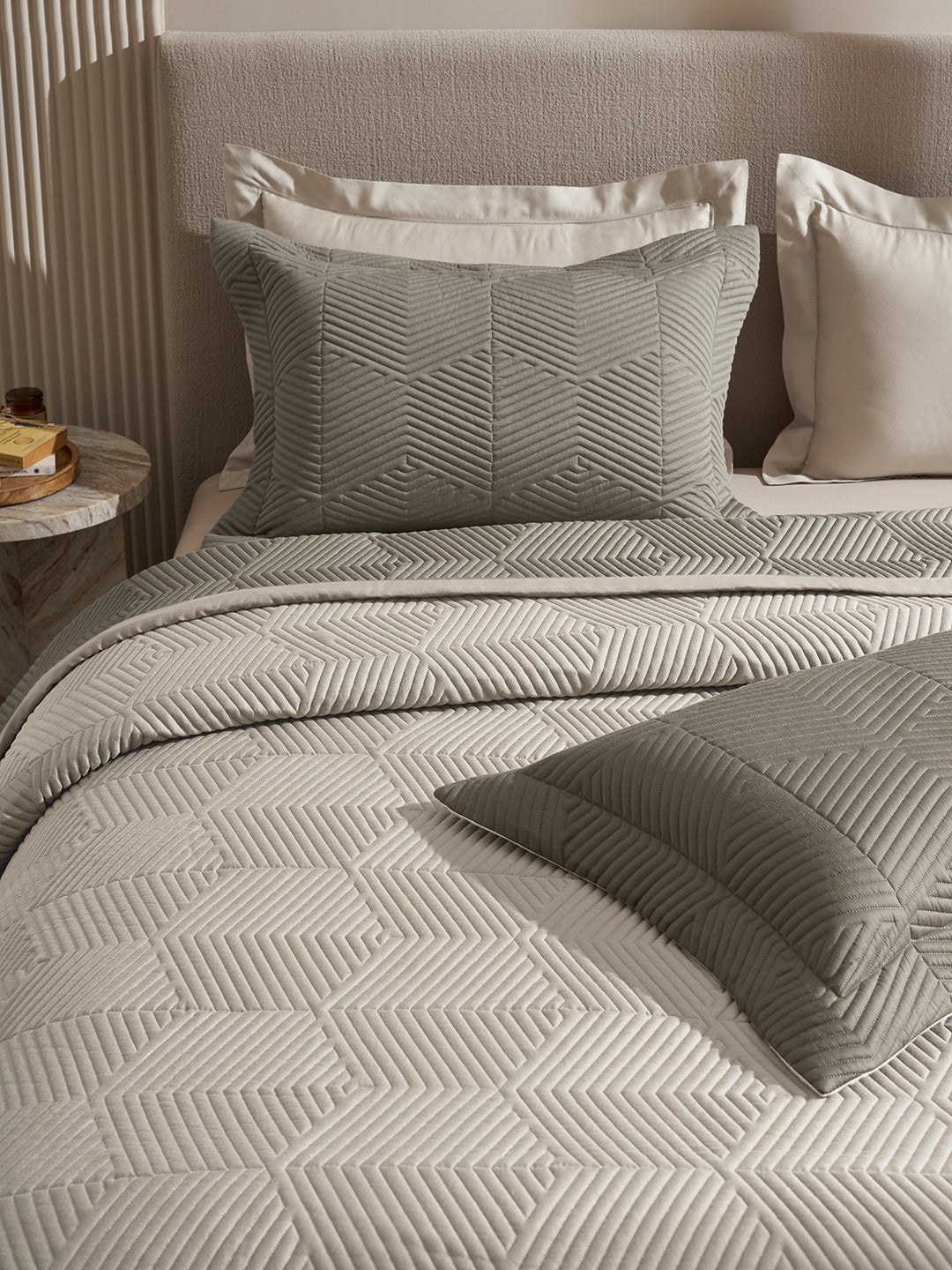 STRATA-STONE AND CINDER DOUBLE QUILTED BED SPREAD