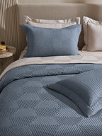 STRATA-FADED DENIM AND ALLOY DOUBLE QUILTED BED SPREAD