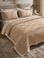 STRATA-NATURAL AND LATTE DOUBLE QUILTED BED SPREAD