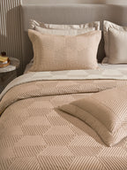 STRATA-NATURAL AND LATTE DOUBLE QUILTED BED SPREAD