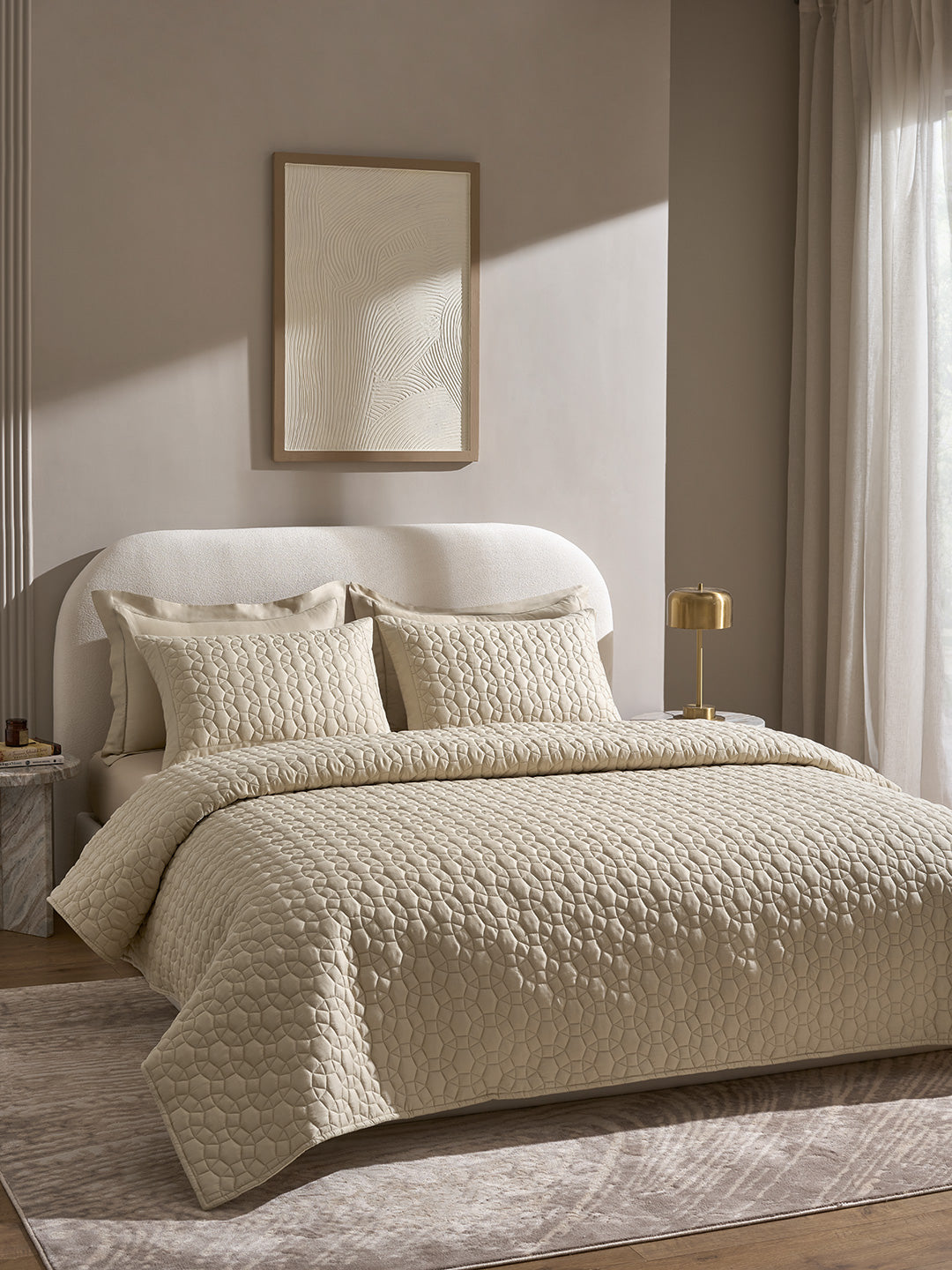 ORBIS-WHITE SAND  DOUBLE QUILTED BED SPREAD
