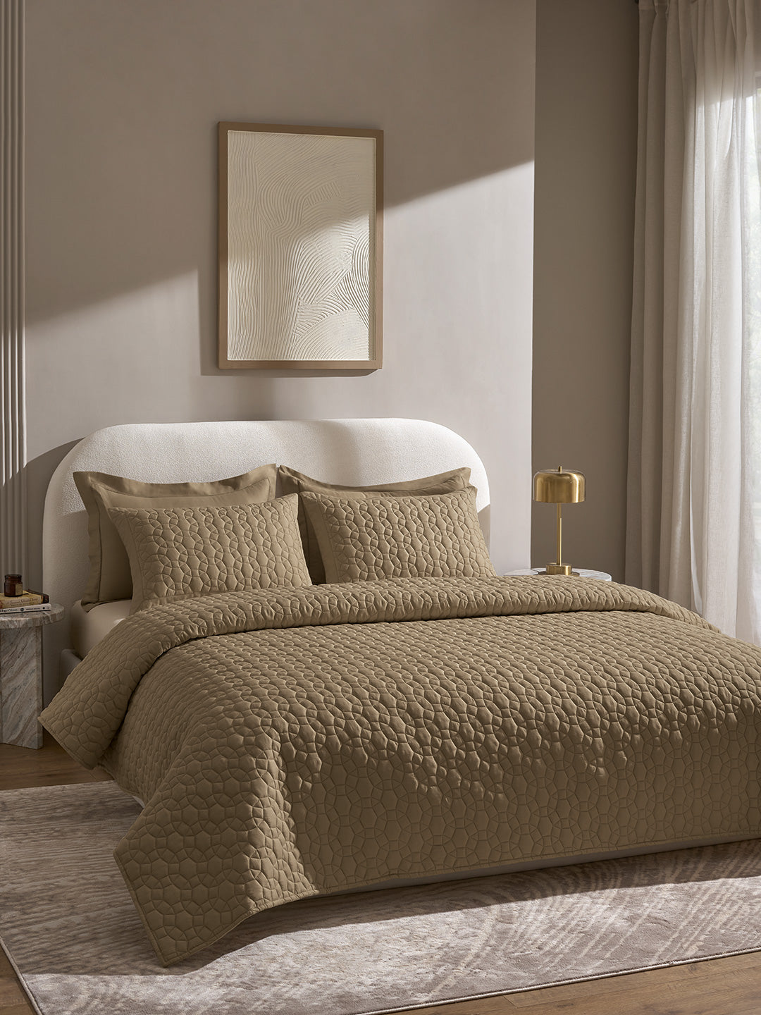 ORBIS-MOCHA DOUBLE QUILTED BED SPREAD