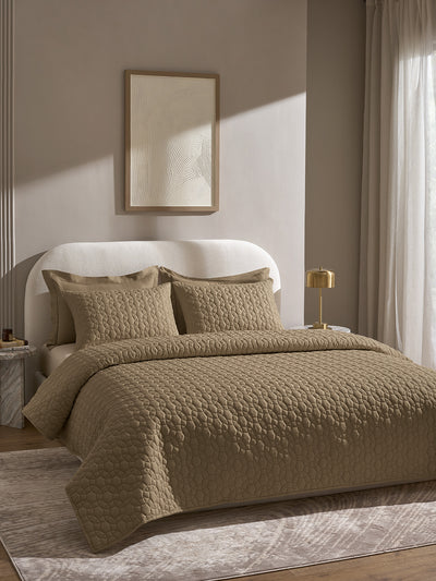 ORBIS-MOCHA DOUBLE QUILTED BED SPREAD