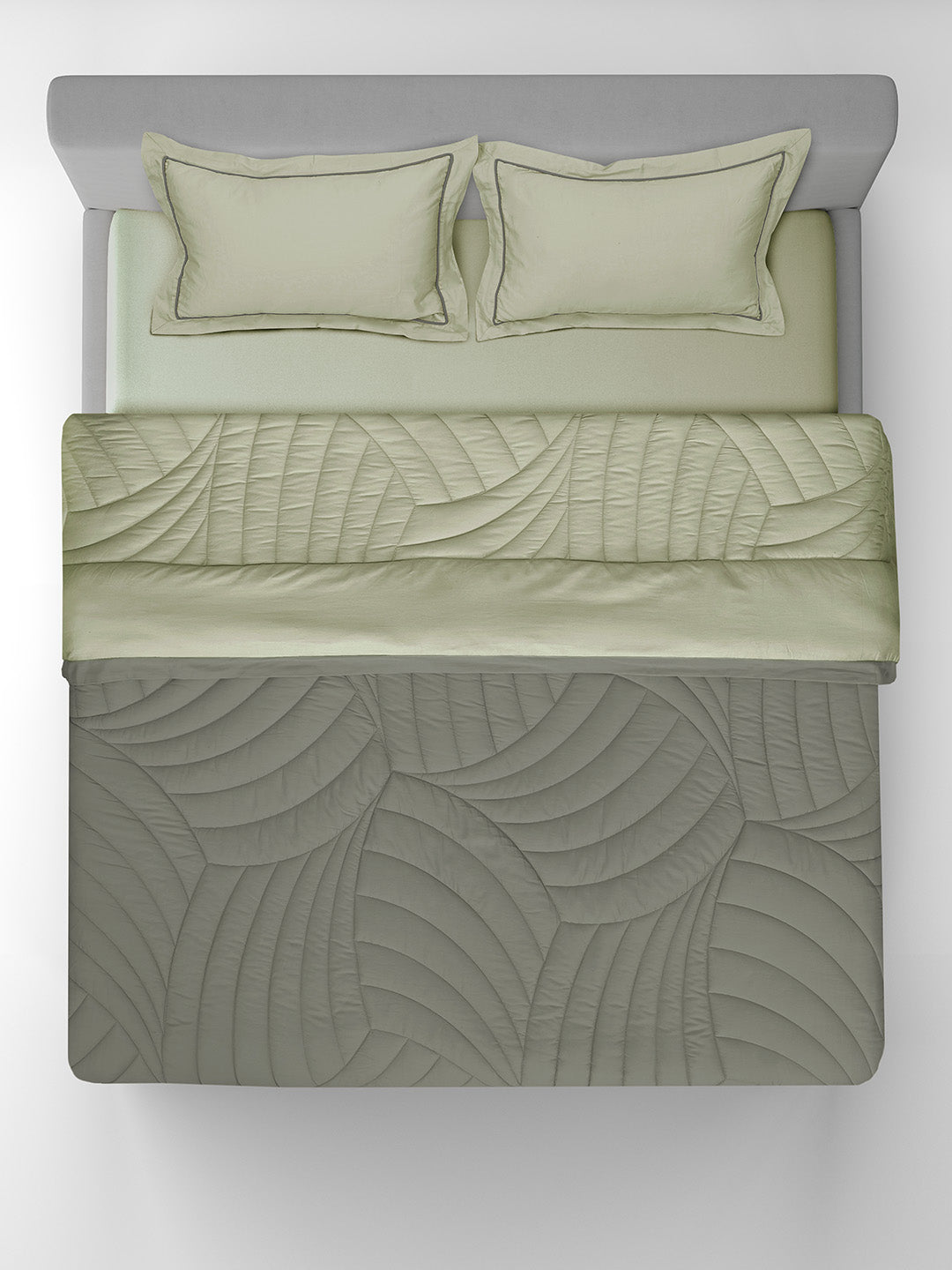 WAVE CREST-THYME  - DESERT SAGE REVERSIBLE DOUBLE COMFORTER BEDDING SET