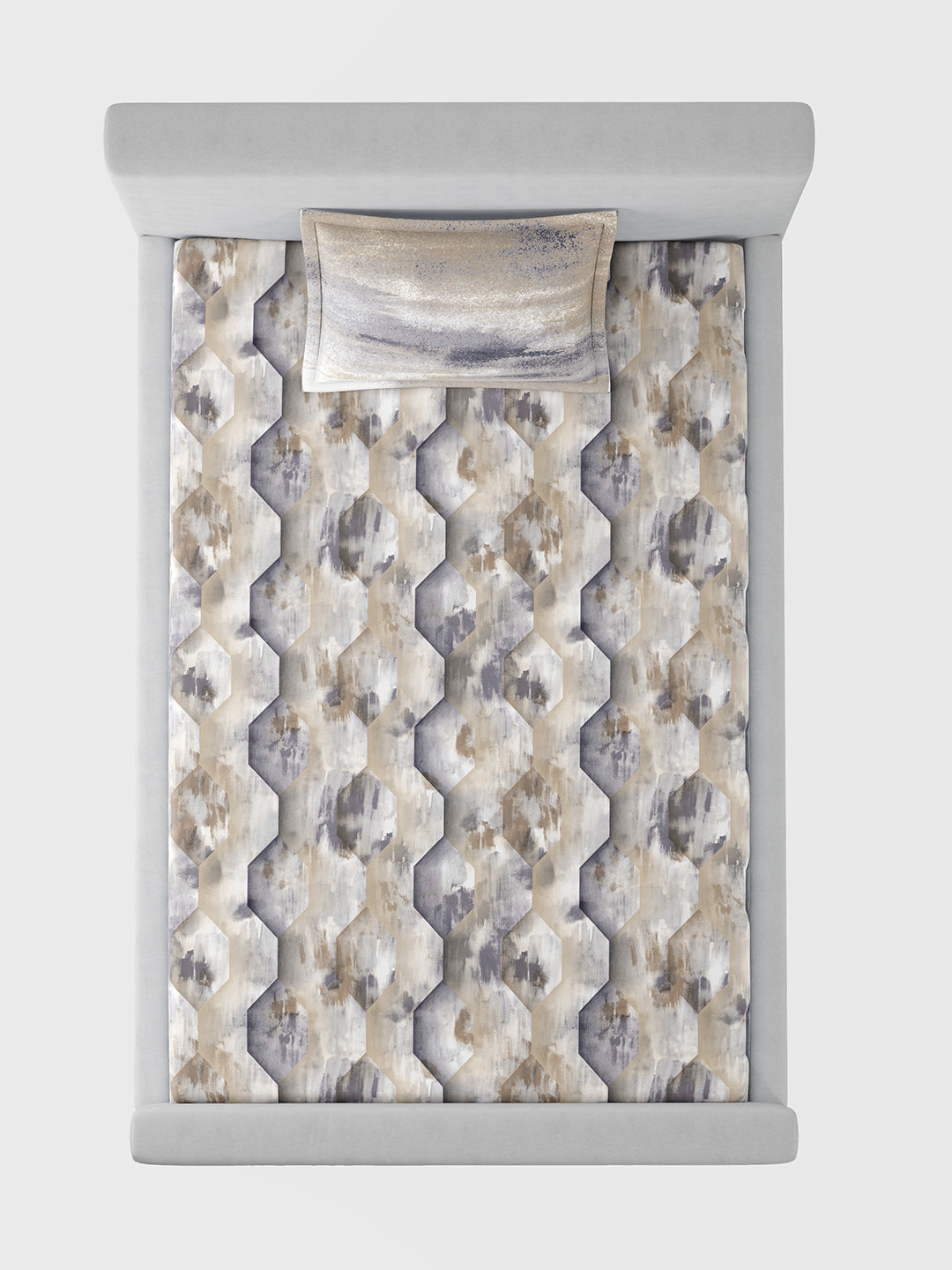 HONEYCOMB-BRONZE SINGLE BED SHEET SET
