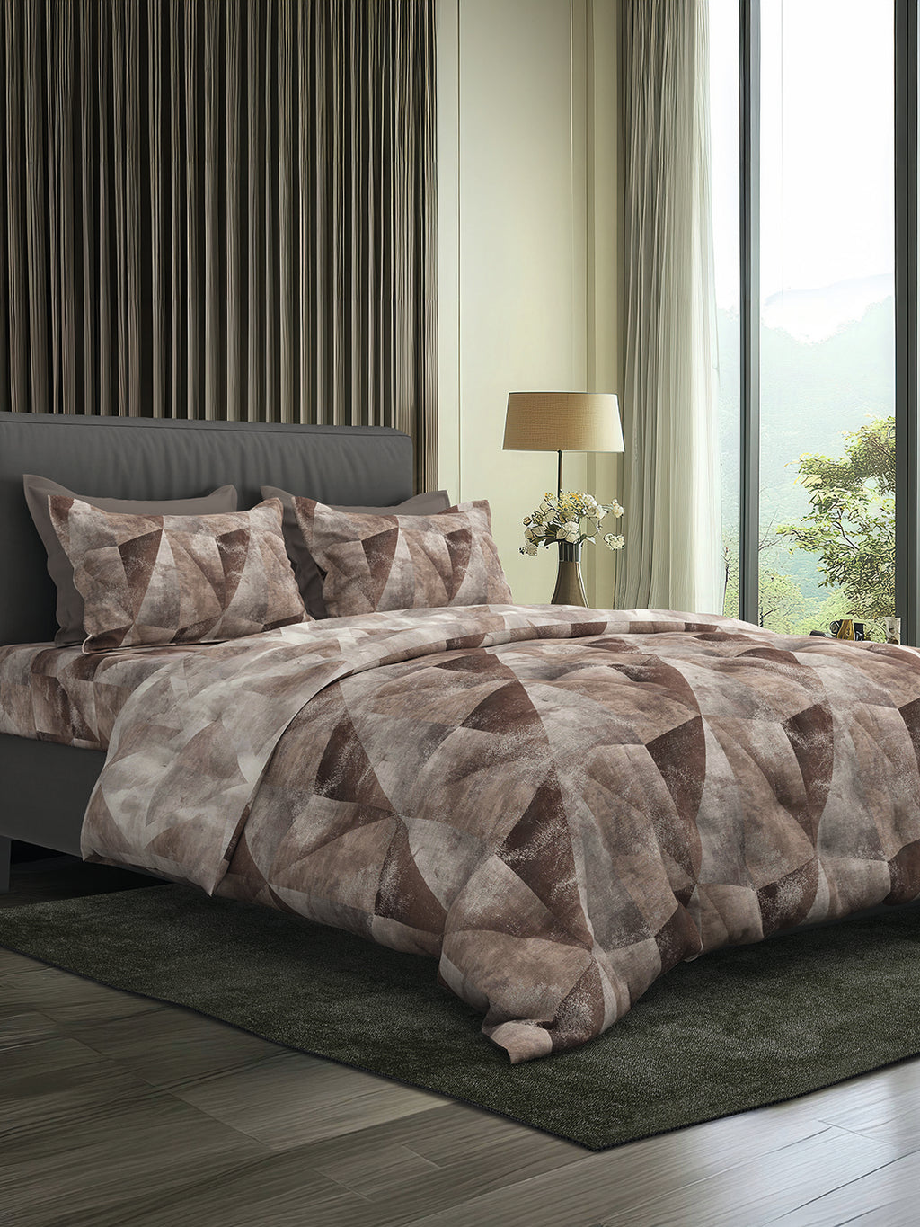 TRIGON-COFFEE SINGLE BED SHEET SET