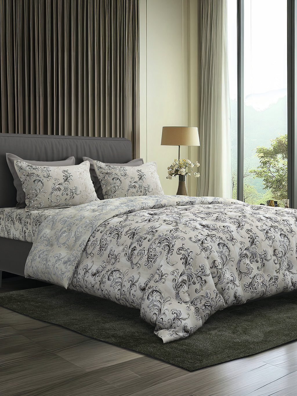 ACANTHUS-MINERAL SINGLE BED SHEET SET