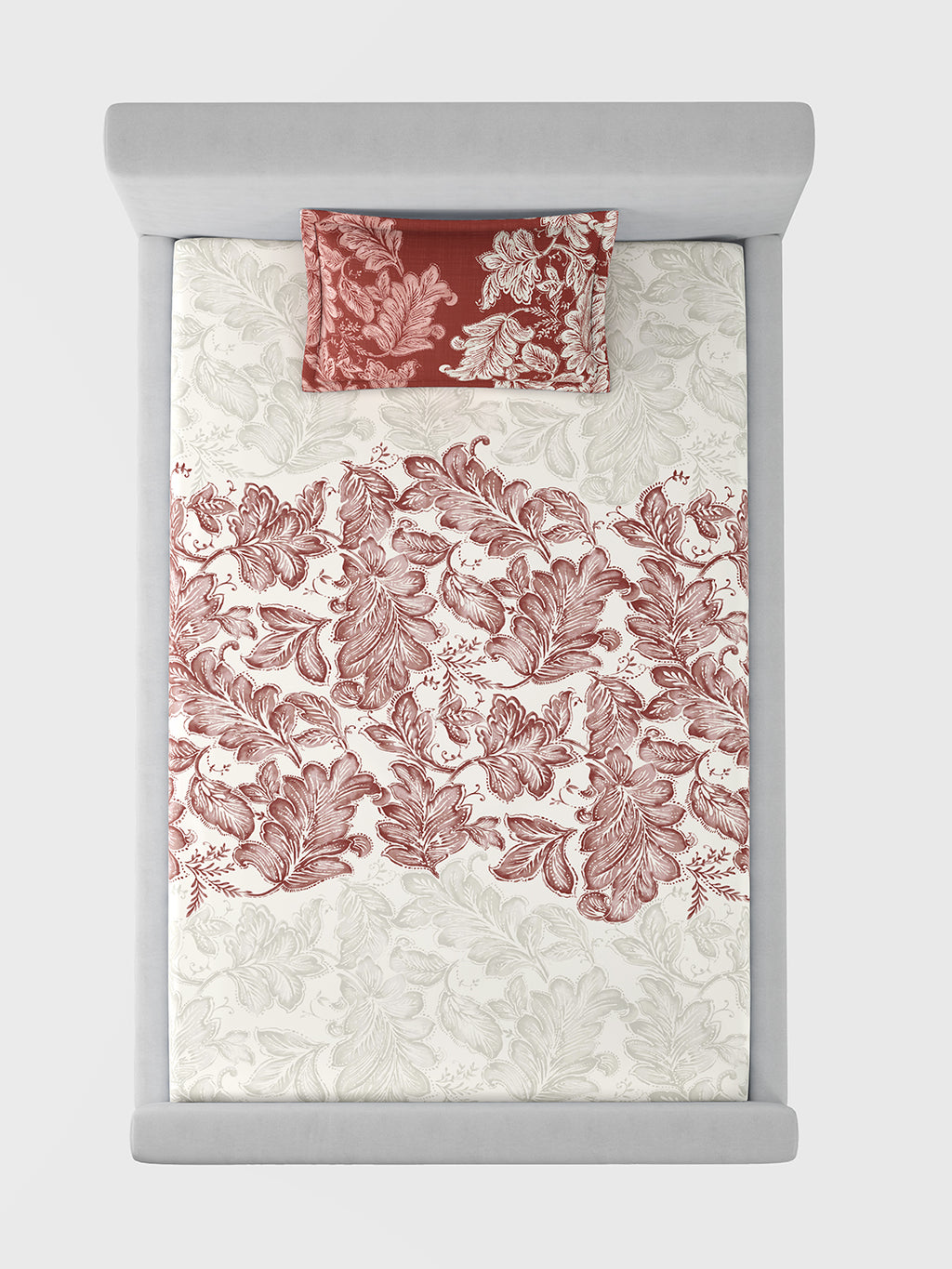 OAKLEAF-CRIMSON SINGLE BED SHEET SET