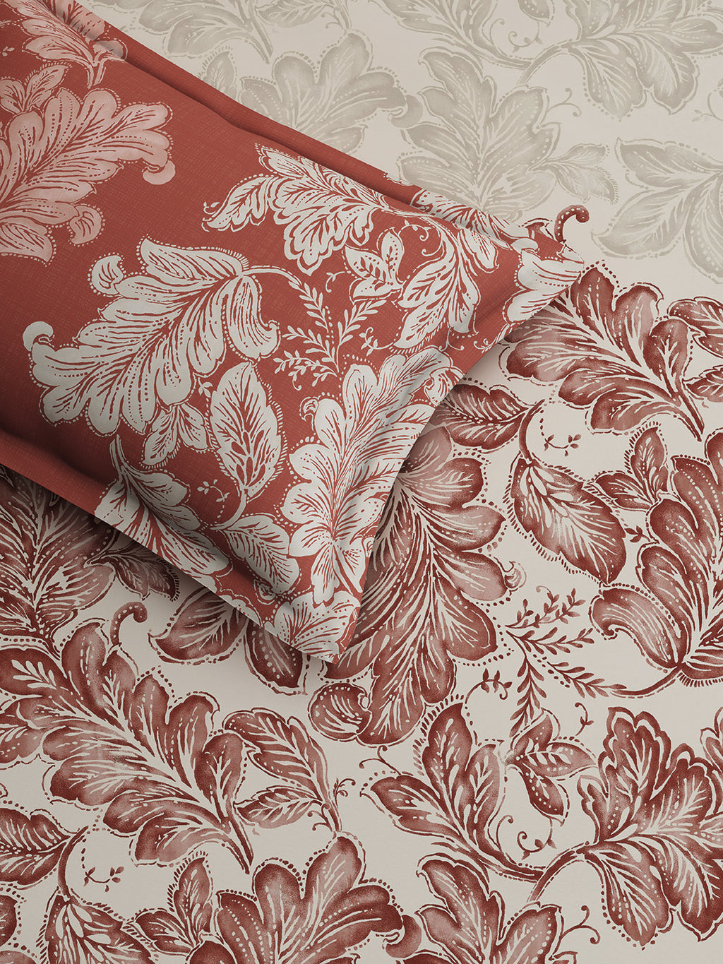 OAKLEAF-CRIMSON SINGLE BED SHEET SET