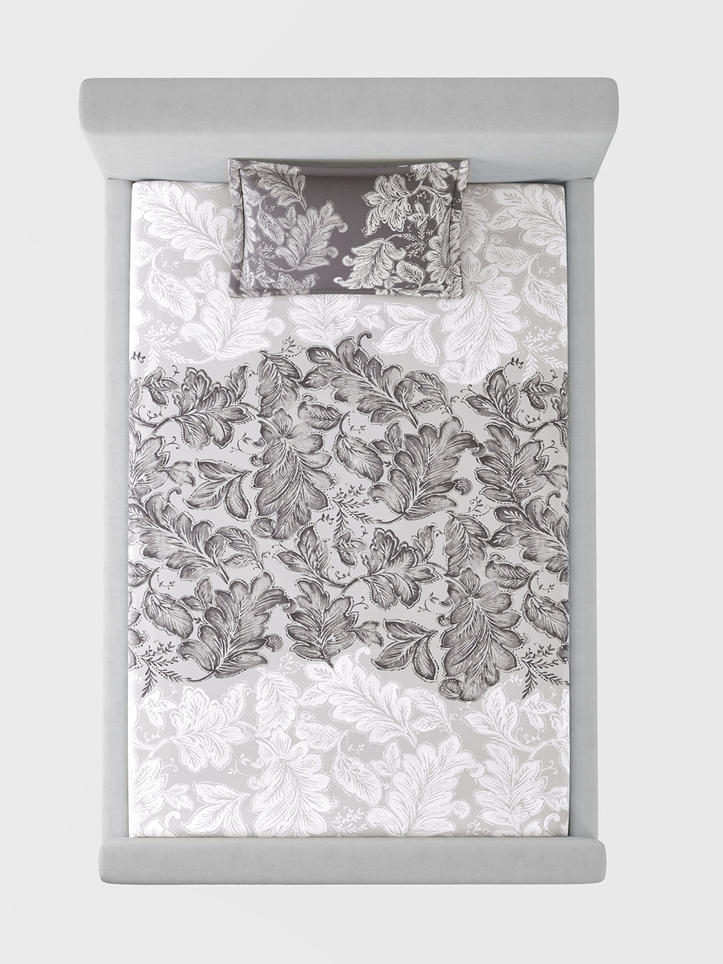 OAKLEAF-STORM GREY SINGLE BED SHEET SET