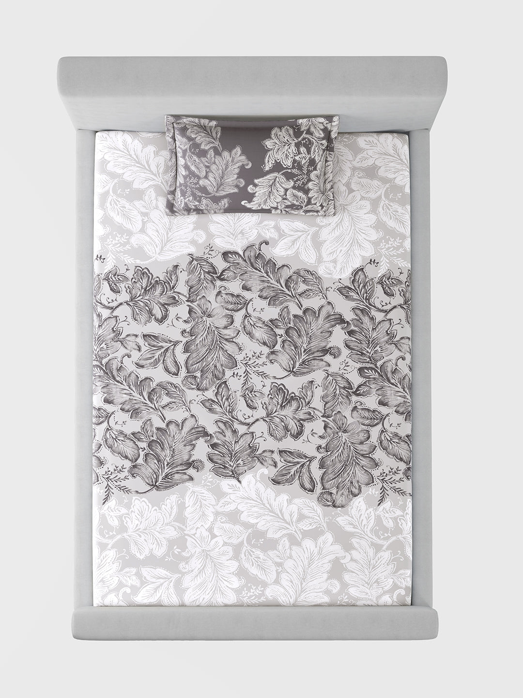 OAKLEAF-STORM GREY SINGLE BED SHEET SET
