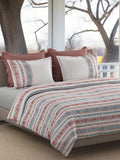 BROOKE STRIPE-INDIGO RED KING BED SHEET SET