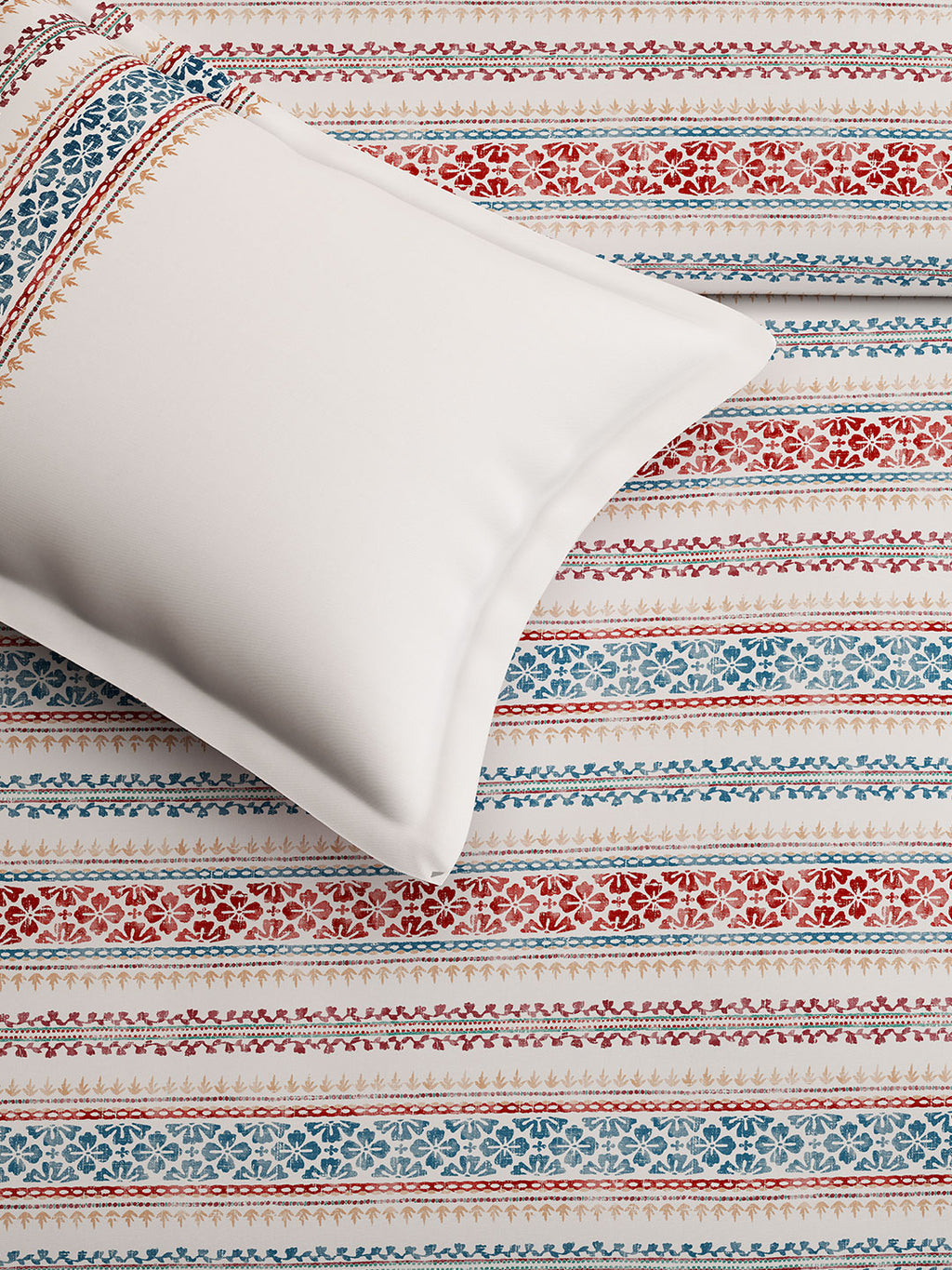BROOKE STRIPE-INDIGO RED KING BED SHEET SET