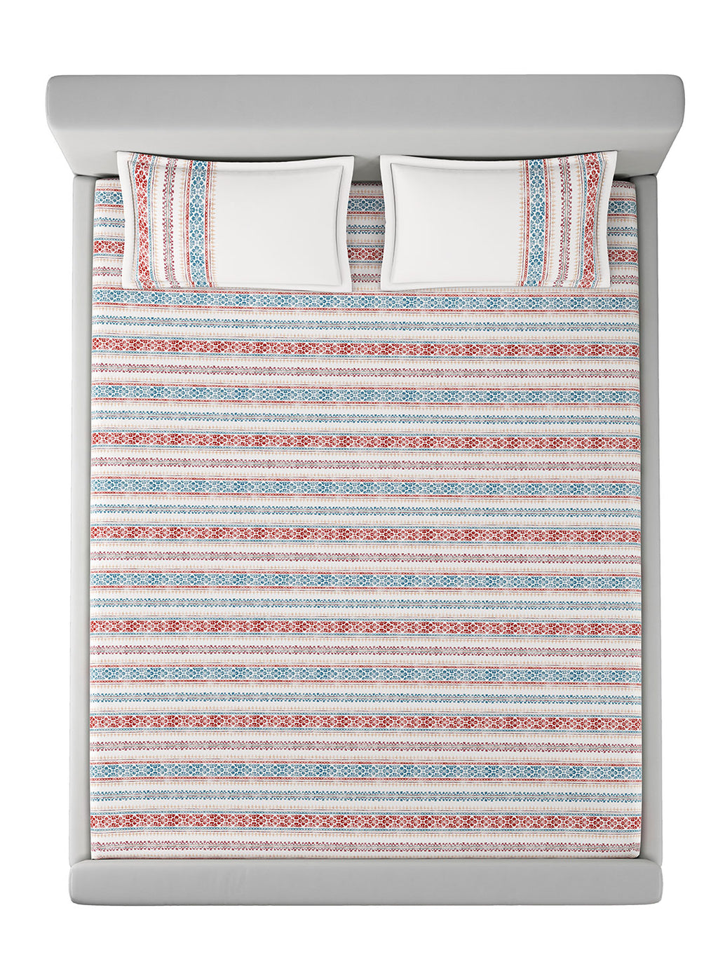 BROOKE STRIPE-INDIGO RED KING BED SHEET SET