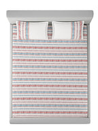 BROOKE STRIPE-INDIGO RED KING BED SHEET SET