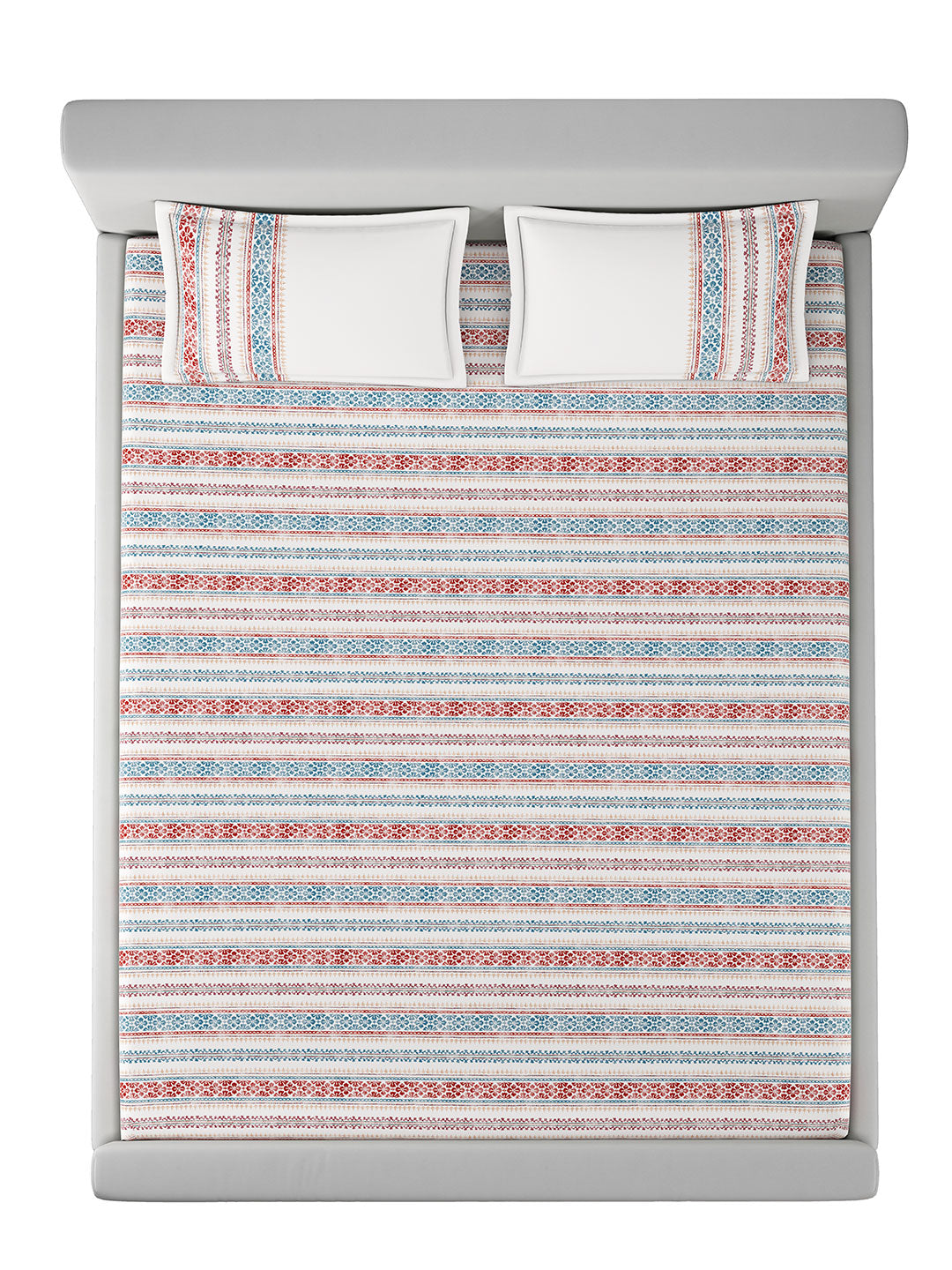 BROOKE STRIPE-INDIGO RED KING BED SHEET SET