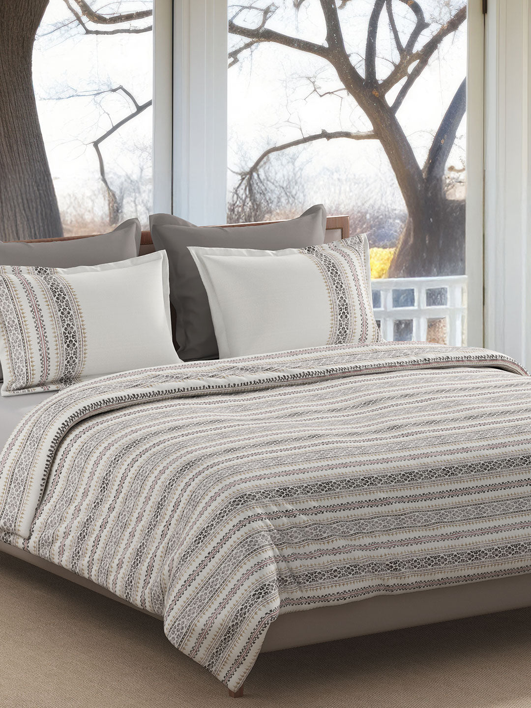 BROOKE STRIPE-CHARCOAL KING BED SHEET SET
