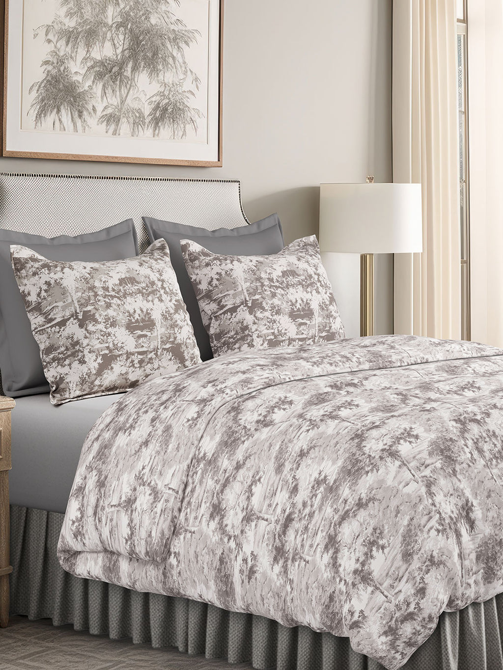 CANOPY-DOVE GREY KING BED SHEET SET
