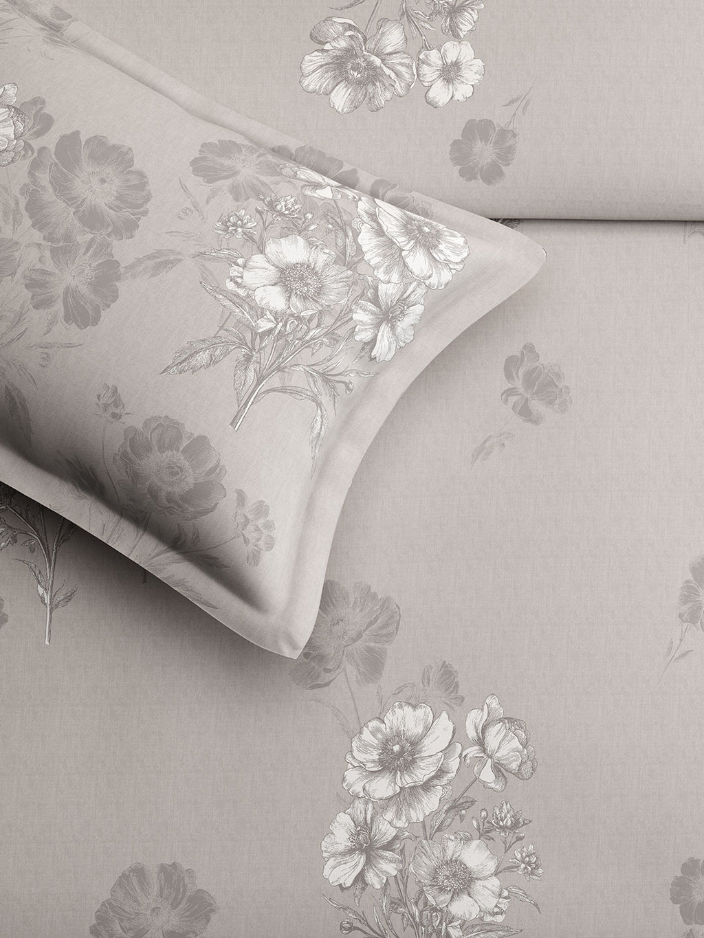 BEGONIA-ASH GREY KING BED SHEET SET