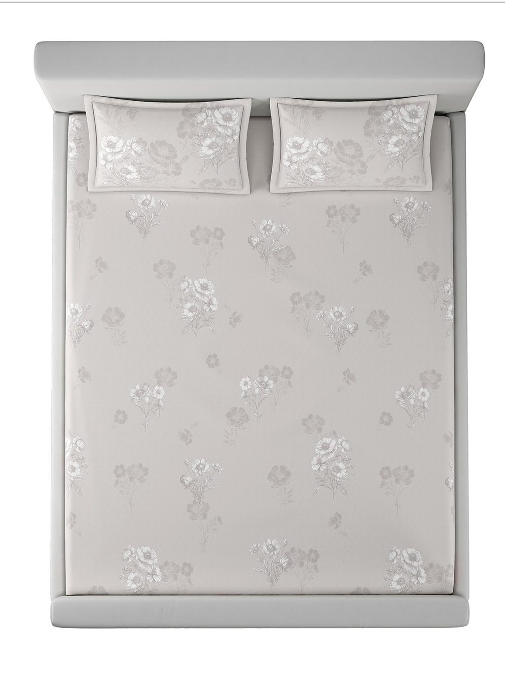 BEGONIA-ASH GREY KING BED SHEET SET