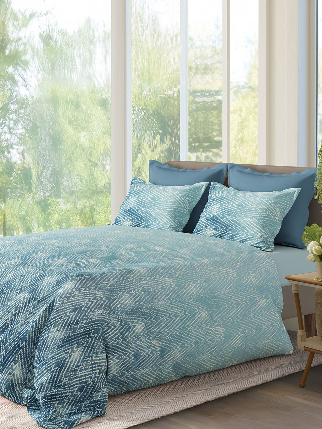 DECCAN-CLASSIC BLUE KING BED SHEET SET