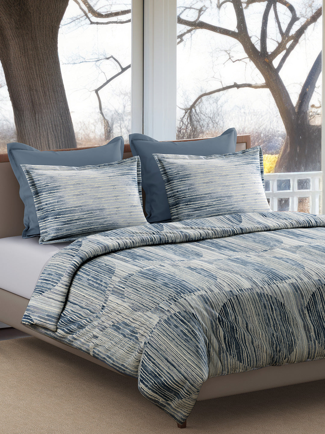 CALICO-DENIM BLUE KING BED SHEET SET